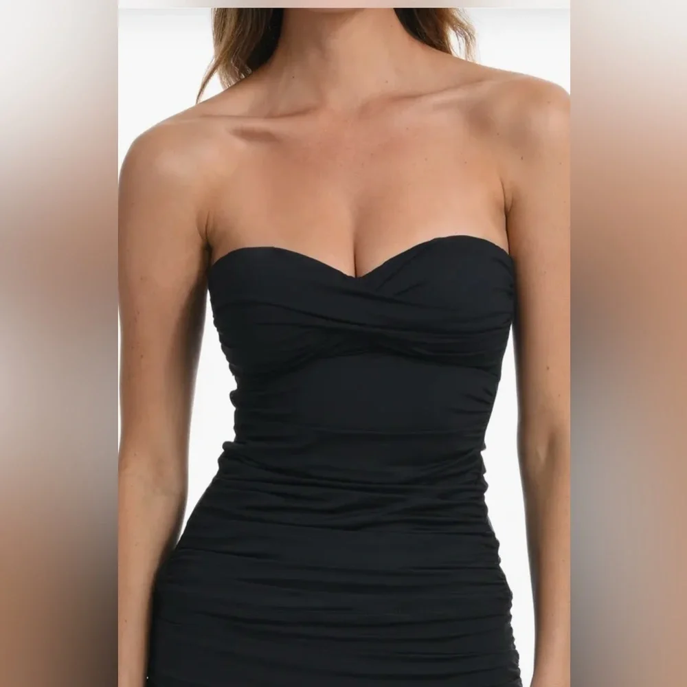 La Blanca Womens Island Goddess Twist Front Swimsuit Tankini Top, Black, 18 Plus